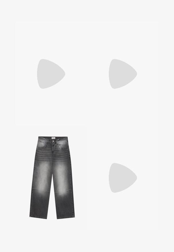 White ribbed crop top with thin shoulder straps, featuring a small square logo with "CK" in red on the front. Smooth texture.; Wide-leg black denim jeans with a faded gray finish, featuring front pockets, a button closure, and slight distressing on the knees.; White flat shoe featuring a mesh design with a pointed toe and a low, flat sole. Textured upper with a smooth lining and subtle contrast trim.; Cat-eye sunglasses with a glossy black plastic frame, dark lenses, and gold accent detailing on the temples. Angular design with sleek lines.