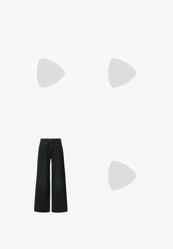 Gina Tricot BASIC LONG SLEEVE TEE - Pikkade varrukatega topp - white; Laiad mustad teksad, mis on valmistatud denimist, sisaldavad klassikalist viit taskut ja dekoratiivseid nuppe esitasakate lähedal.; Must musta platvormsussid paksu plokkninal, ümmarguse varbaga ja traditsioonilise nööridega kinnitamisega. Sussid on sileda tekstuuriga ja minimaalsete detailidega.; Mustmust mustraha kõverate joontega, eemaldatava rihmaga ja kuldsete detailidega. Kotil on klapp, millel on pandladetail.