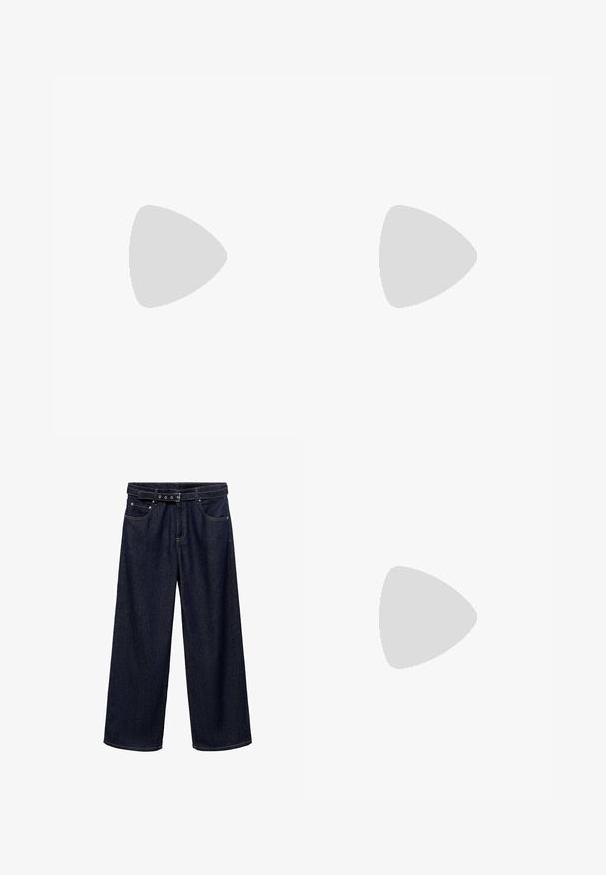 Gonna a ruota svasata in crema, realizzata in morbido tessuto. Presenta una texture liscia e un design arricciato all'orlo, creando un movimento sottile.; Jeans a gamba larga di colore blu scuro realizzati in denim. Presentano una cintura con cintura e più bottoni, tasche frontali e un orlo pulito.; Sandal con zeppa kitten nera in pelle, con sottili cinturini, fibbia dorata e una minimalista fascetta per le dita su sfondo bianco.; Occhiali da sole cat-eye neri con lenti scure, montatura in plastica, stanghette sottili e una leggera marca sulla parte interna del braccio. Finitura opaca.; Borsa a tracolla grigia in pelle con manici doppi, una tracolla rimovibile, texture liscia e chiusura metallica frontale. Forma arrotondata e design minimalista.; Orecchini d'argento con un design a spirale, texture rigata e forma ad anello. Presentano un retro ad astina per una vestibilità sicura.