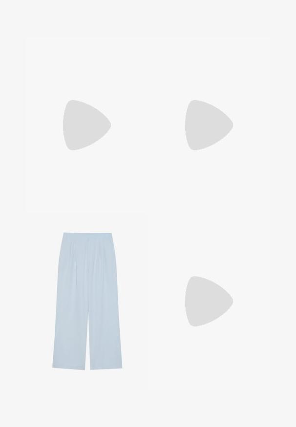 Pink short-sleeve polo shirt featuring a diagonal stripe pattern, three-button placket, and a collared neck design.; Light blue wide-leg trousers made from a smooth material, featuring front pleats and an elasticized waistband for comfort.; Brown leather loafers with a flat heel, featuring a decorative metal accent on the front, sleek design, and smooth texture.; Tommy Hilfiger Chronograph watch - gold-coloured