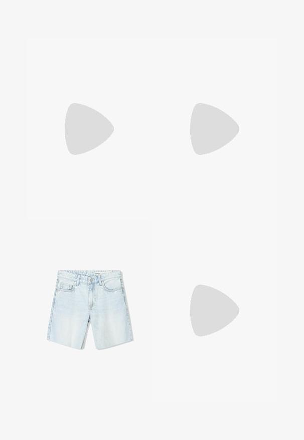 White cotton t-shirt with a round neckline, short sleeves, and a black Puma logo on the left chest area.; Light blue denim shorts feature a classic cut, five pockets, a button closure, and frayed hems. The fabric appears soft with a faded finish.; Red suede sneakers with white accents, featuring textured material, round toe, and a gold logo on the side, worn with black pants.; Cat-eye sunglasses with a matte black plastic frame, dark lenses, and a gold logo accent on the temple. Angular design and smooth texture.