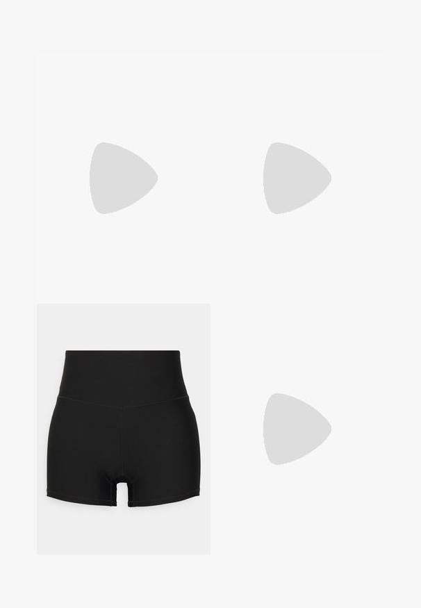 Top fără mâneci de culoare galben deschis, confecționat dintr-un material moale. Guler rotund cu o margine interioară contrastantă. Croială lejeră cu slituri pe laterale.; Shorts de sport negri, cu un design ajustat, textură netedă, talie înaltă și detalii de cusătură. Prezintă o lungime până la mijlocul coapsei și nu au modele vizibile.; Adidași de alergare cu un material superior ușor de crem, cu branding albastru și accente portocalii pe talpă. Textură din plasă pentru respirabilitate.; Ochelari de soare cu model tartan, lentile galbene și accente metalice pe sprijin. Cadru larg și textură mată.