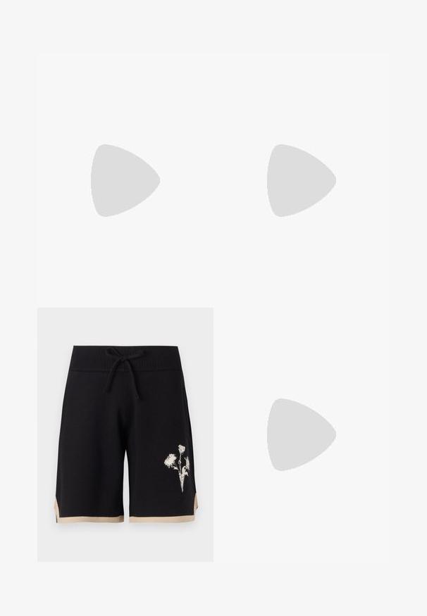 Camiseta de algodón blanca con el texto negro bordado "MSGM" en el cuello. Mangas cortas, cuello redondo y un corte relajado.; Filling Pieces GARDENER UNISEX - Shorts - black; Zapatillas de cuero negro con acabado texturizado, puntera redonda y suela de goma blanca plana. Presenta cordones negros y una marca en el talón.; Bolso de cuero negro tipo bandolera con cierre de cremallera, superficie texturizada y detalles en plata. Presenta el logo "Armani Exchange" en el frente.