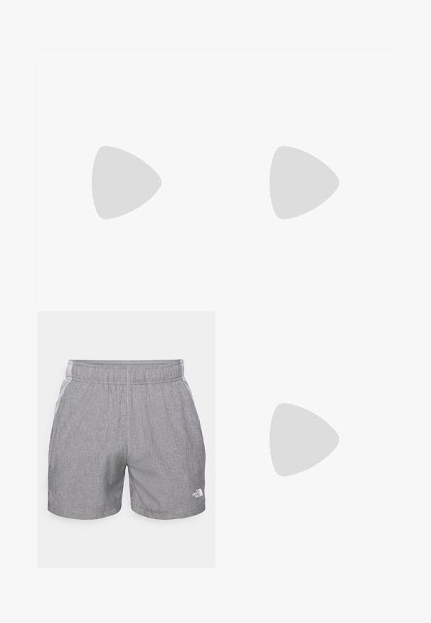 Oranje sporttanktop gemaakt van meshstof. Heeft een ronde halslijn, mouwloos ontwerp en een subtiele blauwe logo op de borst.; Grijze sportsshorts van lichtgewicht, ademend materiaal. Voorzien van een elastische tailleband en een klein wit logo aan de onderkant rechts.; Nike Performance VOMERO 18 RUN - Hardloopschoenen voor op de weg - summit white/black/college grey/vast grey/sequoia/sail; Zwarte heuptas van duurzaam nylonmateriaal, met een ritsvak met dubbele ritstrekkers en contrasterend wit logo en tekst. Compact ontwerp met verstelbare banden.