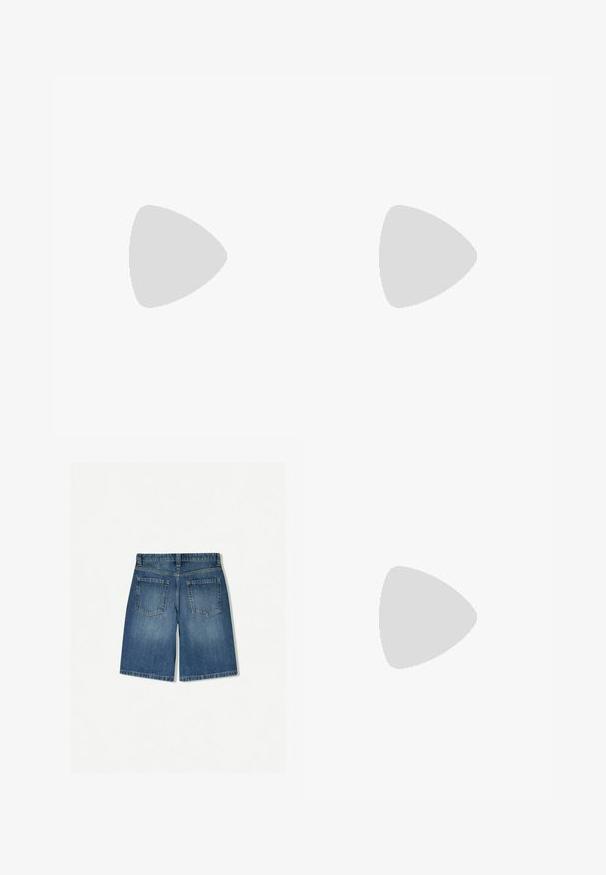 Dark navy oversized t-shirt made of cotton. Features "Puma Resort" in light blue embroidery on the front, with a crew neckline and short sleeves.; Denim shorts in medium blue with a relaxed fit, featuring two back pockets and a clean, straight hem. Classic five-pocket design.; Black canvas high-top sneakers with a rubber toe cap, white laces, and Converse logo patch. Features contrasting white sole and stitching.; Dark blue denim bag with a soft, slouchy shape, featuring a hobo-style handle and textured surface. No visible hardware accents.