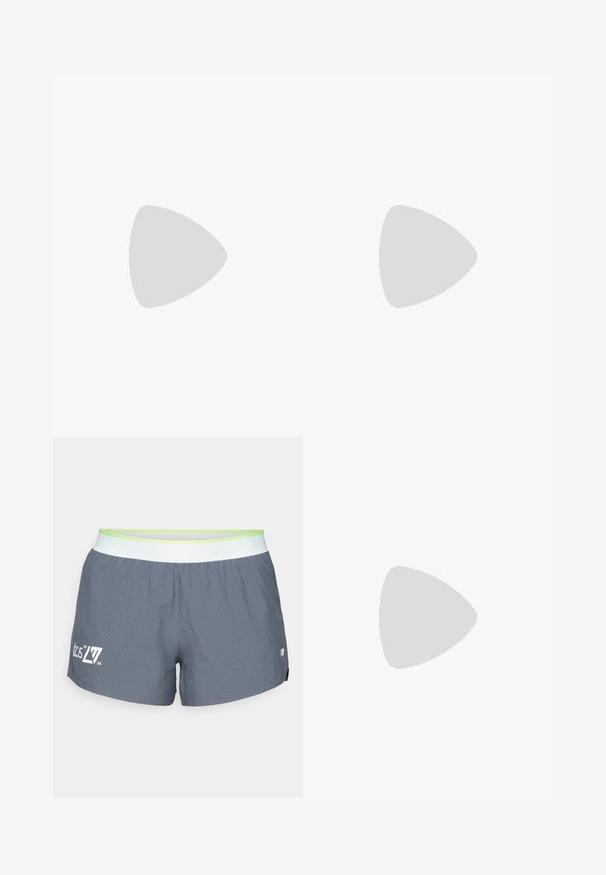 Lichtgroene sporttanktop gemaakt van ademend materiaal, met een ronde halslijn, brede banden en een klein grijs logo op de borst.; Grijze sportshorts met een geperforeerde textuur, een witte en neon groene elastische tailleband, met een logo en datum op de zijkant gedrukt.; Koraalkleurige hardloopschoen met een mesh bovenwerk, gedurfde zwarte logo, gevoerde tong en gestructureerde witte tussenzool. Bevat een flexibele rubberen buitenzool.; Zwarte zonnebril met een matte afwerking, rechthoekige glazen, een lichte kromming op de slapen, subtiele logodetails en rookgetinte glazen.