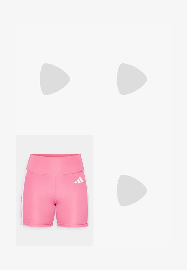 adidas Performance Top dugih rukava - bliss pink/white; Roze atletske kratke hlače izrađene od rastezljivog materijala. Imaju bijele bočne pruge i bijeli logo sprijeda. Dizajn s visokim pojasom.; Rozpinkane teniske cipele s glatkom završnom obradom, sa svijetlosivim detaljima i bijelim đonovima, uparene s bijelim čarapama i teniskom lopticom na šljaci.; Roze patentna torbica sa crnim logotipom i drškama, sa zaobljenim oblikom i zatvaranjem na patentni zatvarač. Sjajna tekstura poboljšava vidljivost.