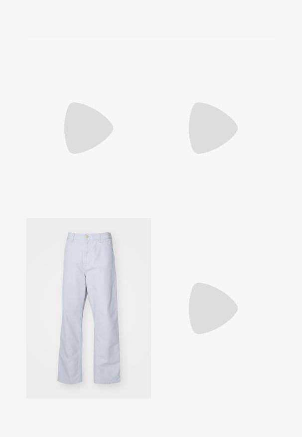 Baltos medvilnės marškinėliai su purpurine grafika, vaizduojančia sėdintį asmenį, su užrašais "Obey" ir "Stop Worry Now!" juoda spalva.; Šviesiai mėlyni, tiesaus kirpimo medvilniniai džinsai. Turintys priekinę kišenę, užtrauktuką ir vieną metalinį mygtuką juosmens dalyje.; Juodi ir pilki sportiniai bateliai su tekstūruoto tinklo viršumi, guminiais padais ir palaikančia konstrukcija. Yra logotipas ir raištelių sistema.; FAINZ SPIKE HEART CHAIN UNISEX - Grandinėlė - silver-coloured