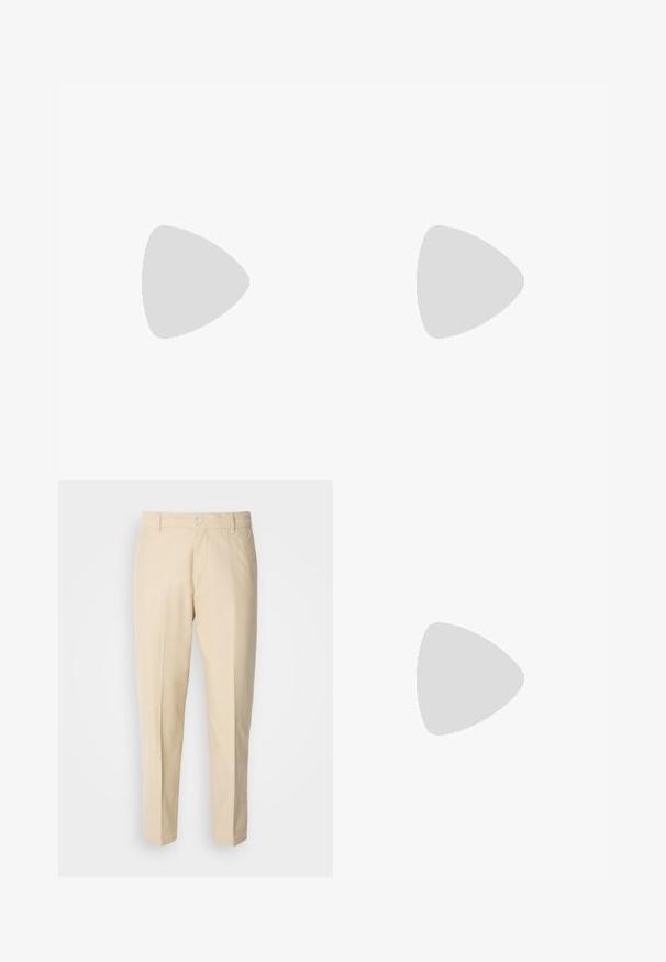 Polo a maniche lunghe marrone in morbido tessuto con colletto punto, patta con due bottoni e logo ricamato sul lato sinistro del petto.; Pantaloni chino beige chiaro con design a gamba dritta, tessuto dalla texture liscia, dotati di chiusura frontale con bottone e due tasche laterali.; Sneakers con una toma in rete bianca, accenti in suede beige e un dettaglio in pelle rossa sul tallone. Suola in gomma con modelli testurizzati per una migliore aderenza.; Occhiali da sole neri e oro con forma quadrata, montatura metallica, lenti grigio scuro e punte delle aste nere. Presentano un design a doppio ponte.