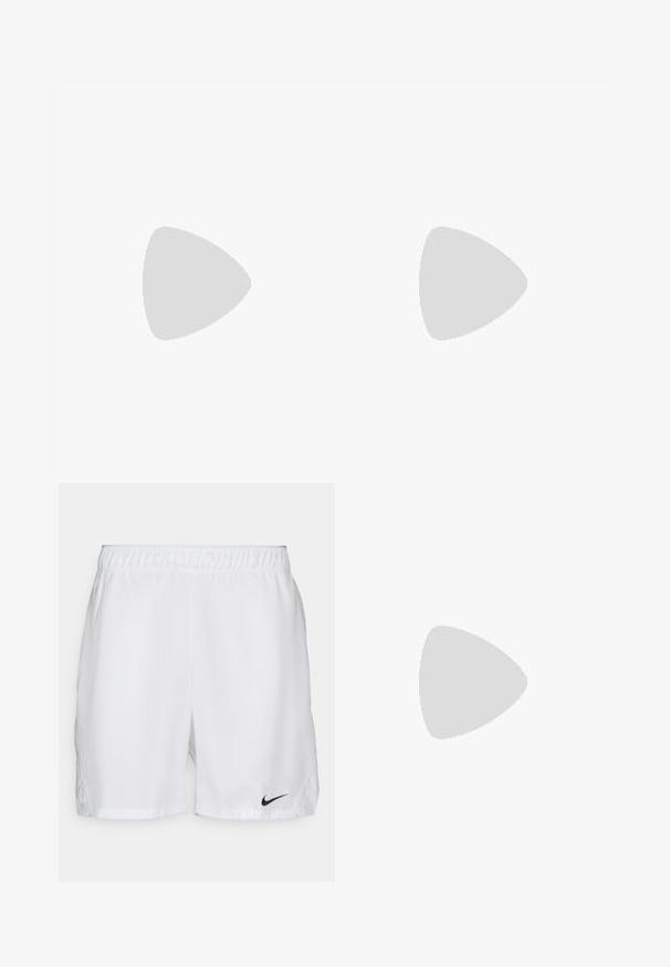 Nike Performance TOP - Sporta krekli - royal pulse/white; Baltas sporta šortus ar elastīgu jostasvietu, uz kuriem apakšējā kreisajā stūrī ir melnā Nike swoosh logo. Gluda auduma virsma bez rakstiem.; Baltie sporta apavi ar teksturētu augšdaļu, melnu Nike swoosh, mīkstu apkakli un cietu gumijas zoli ar rakstainu virsmu.; Nike sporta soma ar tumši pelēku un melnu dizainu, uz kuras ir liels balts logotips, divas rokturi un regulējams plecu siksna.