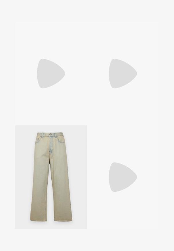 Beige kortærmet t-shirt lavet af bomuld, med broderet tekst "REPLAY MONTE-CARLO COUNTRY CLUB" i rød, gul og hvid.; Lyseblå, bred ben jeans lavet af denim med en falmet finish. Har fem lommer og en frontlukning med knap.; Replay RIFF RUNNER OP4 - Sneakers - black; Sorte runde solbriller med grønne tonede linser, der har et slankt design, metaldetaljer og en mat overflade på stellet.