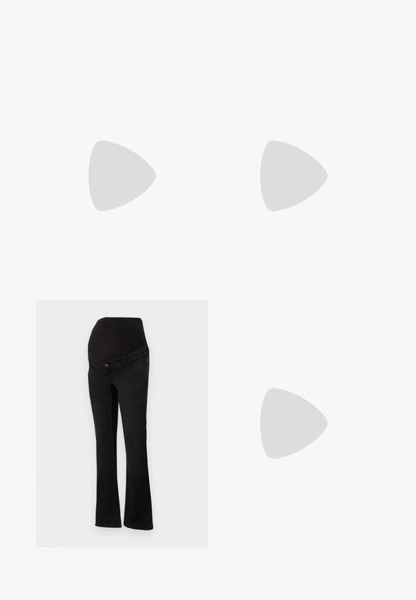 Maternitātes garās piedurknes blūzes bordo un melnā krāsā. Mīksta auduma ar izliektu priekšpusi, kas nodrošina elastību. Apaļi kakla izgriezumi un pieguļošas piedurknes.; Grūtniecības džinsi melnā džinsā ar elastīgu jostas daļu, kas paredzēta pāri vēderam, pieguļošiem pie gurniem un augšstilbiem, un izplestiem pie kāju apakšas.; Melnas ādas mokasīni ar apaļu purngalu, piedāvā frizētus detalizējumus un dekoratīvu joslu priekšā, uz masīva papēža.; Melna ādas tote soma ar reljefu, zelta detaļām un divām noapaļotām rokturiem. Izceļas ar drošu aizdari un minimālu zīmola logotipu.