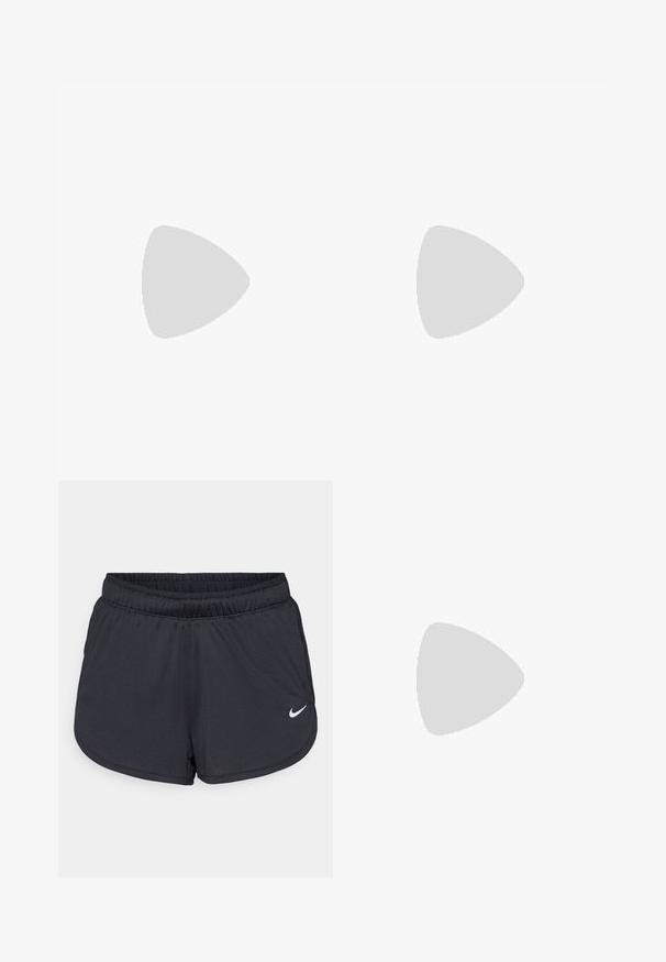 Teal t-skjorte med grafikk av basketballsko og bein som står på rekke ved siden av en basketball, med teksten "Det er et helt nytt spill" og Nike-logo.; Svarte treningsshorts laget av lett, pustende stoff. Har elastisk linning og hvit Nike-logo nederst til høyre.; Svart Nike løpesko med pustende mesh-overdel, hvit swoosh-logo, teksturert detaljer og en kremfarget ZoomX mellomsåle.; Sorte treninghansker med en hvit Nike-logo, med teksturert grep på fingrene og smidig, stretchy stoff for komfort.