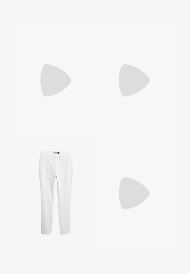 Bloes met bloemenmotief, vierkante halslijn, pofmouwen en gathered elastiek aan de bovenkant. Heeft een lichte crème achtergrond met multikleurige bloemenprints.; Witte jersey leggings met een gladde textuur, slim fit en traditioneel vijf-pocketdesign. Ze zijn vervaardigd van lichtgewicht stof met subtiele stikseldetails.; Bershka Sandalen met hoge hak - black; Witte synthetische handtas met een driehoekige vorm, platte voorklep en strikdetail, verstelbare schouderriem, gladde textuur en minimalistisch ontwerp.
