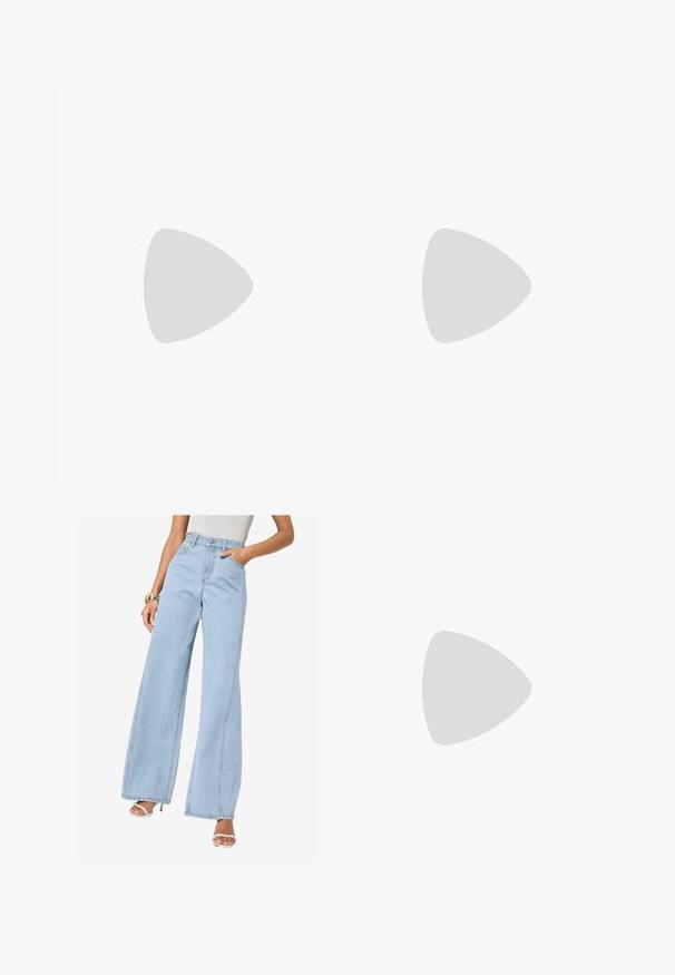 Hvid langærmet skjorte med en blød, tekstureret overflade og rund halsudskæring, med raglanærmer og en let buet kant.; Lysblå vide jeans med høj talje, forlommer og centralt sømdetalje; lavet af denim med en blød tekstur.; Sorte læderballetsko med rund tå, slank sløjfedetalje foran og elastisk kant for en sikker pasform. Flad sål for komfort.; Sølv, polerede metal hoops øreringe med en glat, afrundet form og et åbent hul foran. Har postlås for sikker bæring.
