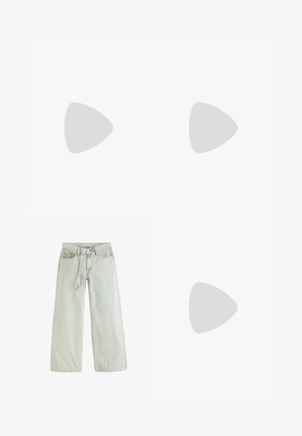Top corto blanco de manga larga hecho de encaje texturizado. Presenta un escote redondo y un detalle de dobladillo en forma de ondas en la parte inferior.; Levi's® Vaqueros boyfriend - capers-0040; Nike Sportswear FIELD GENERAL - Zapatillas - off-white/black; Un par de gafas de sol rectangulares con montura translucida azul clara y lentes gris oscuro, que cuentan con patillas rectas y detalles de hardware mínimos.