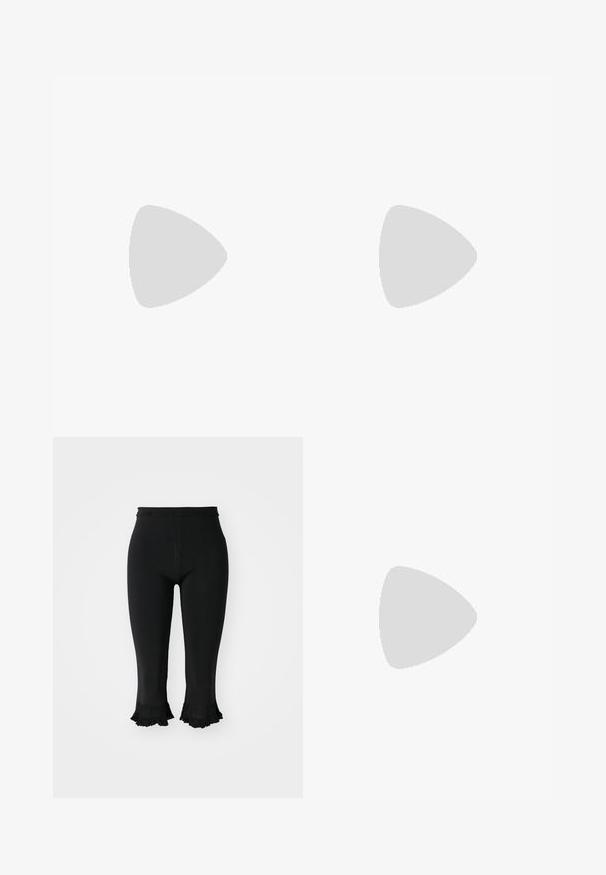Grøn strikket ærmeløs bluse med et struktureret bølgemønster, der har en rund halsudskæring og lige kant. Mærke: Sandro.; sandro PANTALON CROP MAILLE BAS FANTAISIE - Bukser - noir; Slingback hæl-sko i metallic guld læder, spids tå, lavskårne sider, slank hæl og justerbar rem. Glat tekstur med minimale accenter.; Guldfarvede metal hoops øreringe med en bøjet, forlænget form. Har en glat, skinnende overflade og en afrundet spids for ekstra detalje.