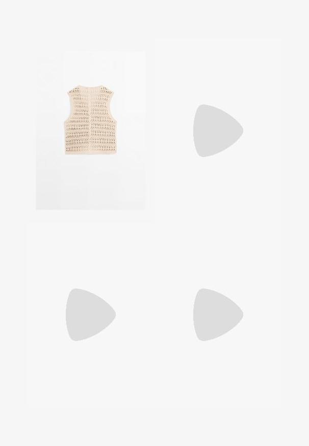 Knit sleeveless top in light beige, featuring a textured crochet pattern with open weaves and a straight hem.; Even&Odd 2 PACK - Top - black/white; Black wide-leg trousers made of lightweight fabric, featuring a front button closure and flat front, with neatly stitched hems.; adidas Originals SAMBA OG UNISEX - Trainers - footwear white/core black/granit