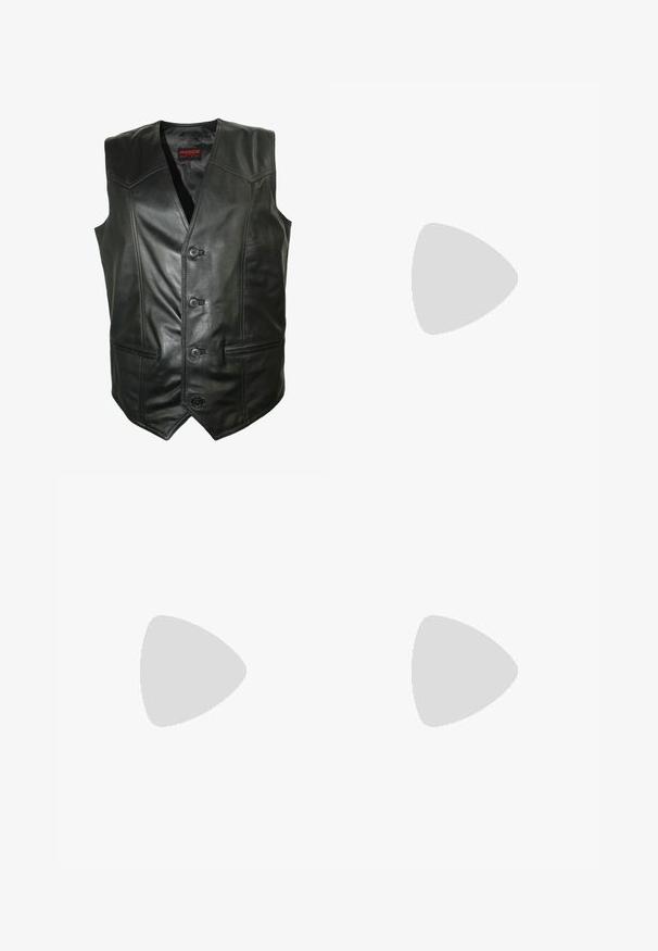 Mark Maddox FREDDY - Weste - schwarz; Langärmliges Henley-Shirt in Creme, aus weichem Stoff, mit einem gerippten Rundhalsausschnitt, einer zwei-Knopf-Leiste und Raglanärmeln.; Dunkelblaue Denim-Hose mit weiter Beinform und hoher Taille, fünfknöpfigem Verschluss und fünf Taschen. Mit Steppnähten an den Nähten.; Grüne Wildlederturnschuhe mit weißem Dreistreifen-Design, cremefarbenen Akzenten und brauner strukturierten Sohle. "SPEZIAL" in Gold auf der Seite bestickt.