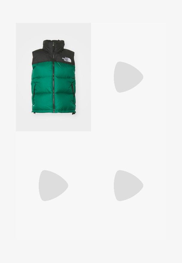 The North Face RETRO NUPTSE VEST - Liemenė - evergreen; Balta liniška marškiniai su ilgomis rankovėmis, mygtukų užsegimu priekyje ir apykakle. Vientisą krūtinės dalyje puošia mažas mėlynas išsiuvinėtas logotipas.; Juodos džinsinės kelnės su tiesiu kirpimu, penkių kišenių dizainu ir sagos užsegimu. Puikuojasi variniais kniedėmis ir siuvinėjimo akcentais.; Juodas odinis batų modelis su raišteliais, storu padu ir geltonomis siūlėmis, pakabintas prieš geltoną apvalią fono nuotrauką.; The North Face TERRA LUMBAR 3L UNISEX - Diržinis krepšelis - asphalt grey/black