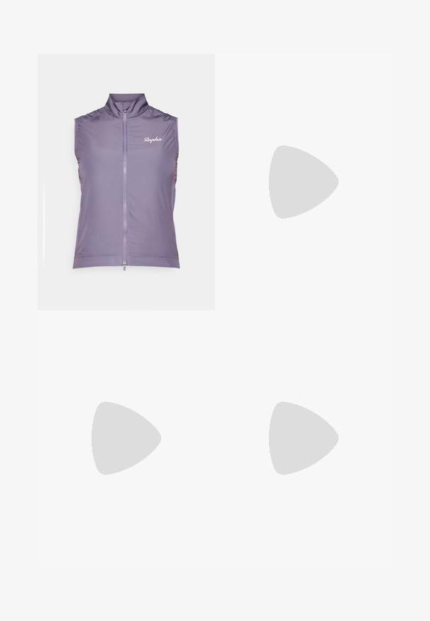 Rapha CORE liliowy; Czarny bezrękawnik biegowy wykonany z lekkiego materiału, z okrągłym dekoltem; ma subtelne logo oraz boczne rozcięcia dla lepszej wentylacji.; Czarne, krótkie legginsy wykonane z elastycznego materiału, z wysokim stanem i gładką strukturą, bez widocznych wzorów czy elementów metalowych.; Czarna biegowa półbut z oddychającej siateczki, białym logo swoosh, teksturowanymi detalami oraz kremową podeszwą środkową ZoomX.