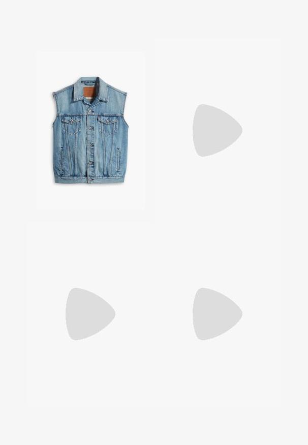 Levi's® RELAXED TRUCKER VEST - Vest - kentucky blue; Levi's® VINTAGE FIT GRAPHIC TEE - T-shirts print - egret; Jack & Jones JPSTALEX HICKTORY PANT - Bukser - baby blue/white; Nike Sportswear AIR MAX 90  - Sneakers - lt bone/cave stone/desert khaki/orewood