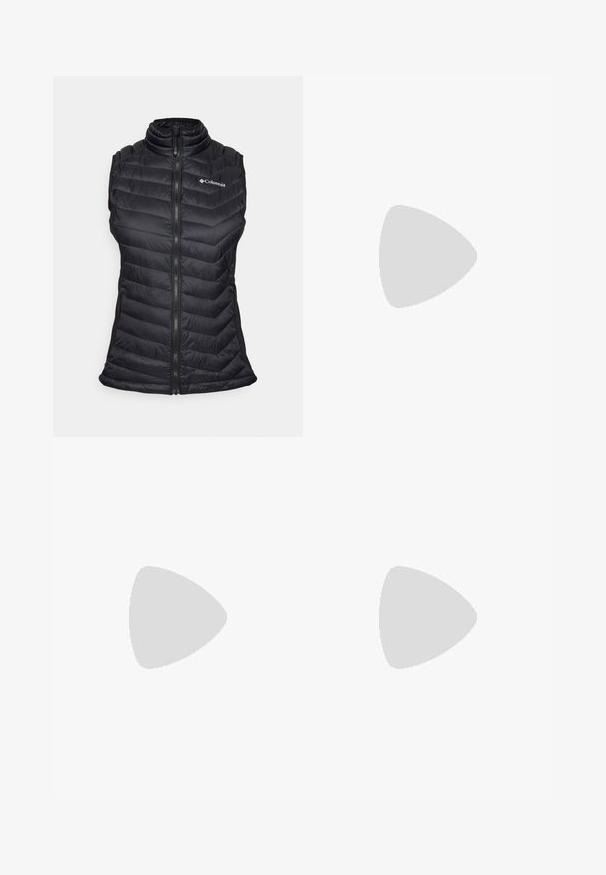 Columbia POWDER PASS™ HYBRID VEST - Vest - black; Columbia PFG UNCHARTED™ GRAPHIC TEE - T-skjorte til trening - lavender pearl; Columbia LESLIE FALLS II - Bukse - black; Columbia NEWTON RIDGE™ PLUS - Fjellsko - black/chalk