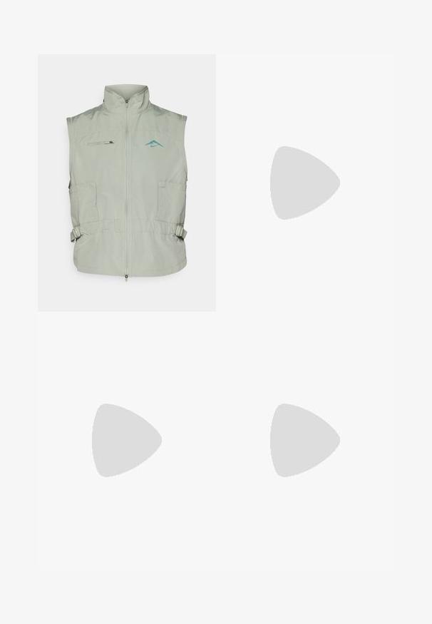 Nike Performance TRAIL REPEL VEST - Colete - jade horizon/bicoastal; T-shirt cinza de mangas curtas feito de um tecido suave e que absorve a humidade. Apresenta um decote redondo e um pequeno logotipo branco na parte superior esquerda.; The North Face EXPLORATION PANTS - Calças para exterior - new taupe green; Columbia REDMOND - Sapatos de caminhada - black/citron haze