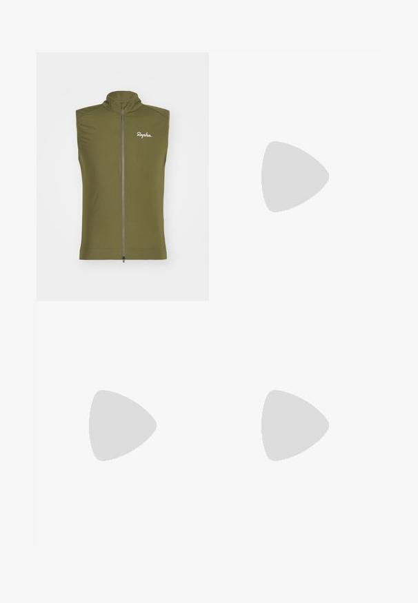 Rapha MENS CORE GILET - Weste - dark khaki/white; Schwarzes sportliches Tanktop mit perforierter Textur und rundem Ausschnitt. Mit einem weißen Nike-Logo auf der Brust.; Schwarze Sporthose mit elastischem Bund und taillierter Passform, auf der linken Beinschulter befindet sich ein großes weißes Nike-Logo. Weicher, leichter Stoff.; Schwarzer und grauer Sportschuh mit einem Mesh-Obermaterial, reflektierenden Akzenten und einer weißen Zwischensohle. Verfügt über eine strukturierte Gummisohle und Schnürsenkel.