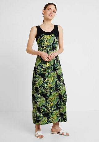 JUNGLE PALM BLOCKED DRESS MAY - Maksimekko - black