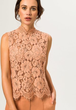 STAND UP COLLAR - Bluse - vintage rose