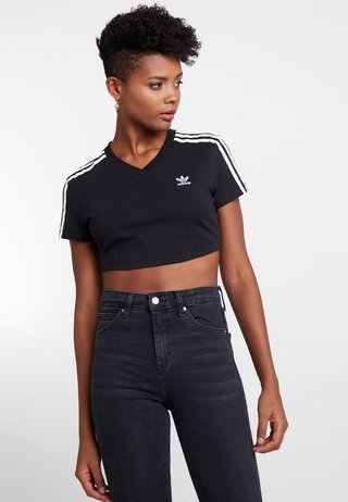 CROPPED TEE - T-Shirt print - black