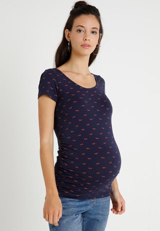 T-shirt z nadrukiem - peacoat/burnt henna