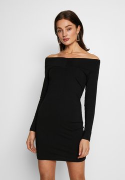 Even&Odd - BASIC - OFF-SHOULDER MINI LONG SLEEVES DRESS - Etuikleid - black