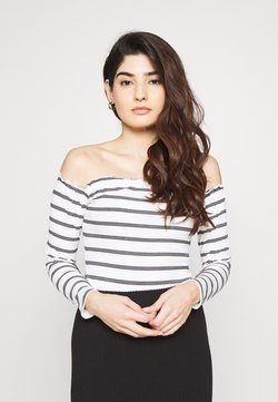 New Look Shirred Bardot Camicetta con Collo a Barca Donna New Look Shirred Bardot Camicetta con Collo a Barca Donna