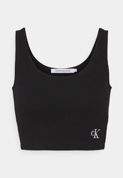 Calvin Klein Jeans - SLUB CROPPED STRAPPY - Top - black