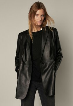 Massimo Dutti - MIT GÜRTEL - Veste en cuir - black