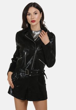 faina - Imitatieleren jas - black