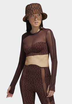 adidas Originals - IVY PARK MONOGRAM CROP TOP - T-Shirt print - night red/wild brown