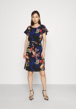 Vila - VIDIANA FLOUNCE DRESS - Korte jurk - black/black tropical print