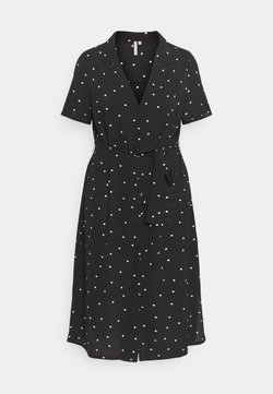 ONLY Carmakoma - CARLUXMILA CALF SHIRT DRESS  - Korte jurk - black/white