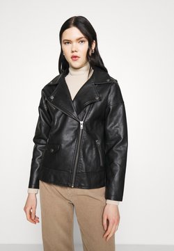 Cotton On - OVERSIZED BIKER JACKET - Imitatieleren jas - black