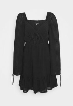 Missguided - SHEER CHECK CUT OUT SKATER DRESS - Korte jurk - black