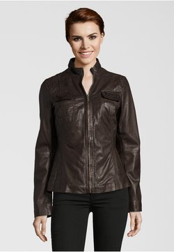 KRISS - FLOWER - Leren jas - dark brown