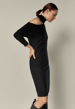 Massimo Dutti - MIT ASYMMETRISCHER SCHULTER - Gebreide jurk - black