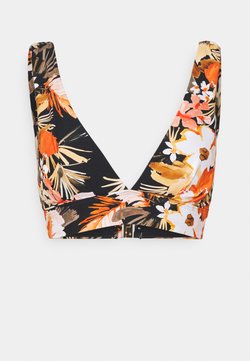 Seafolly - BORA BORA FLORA V NECK CROP - Bikini pezzo sopra - black