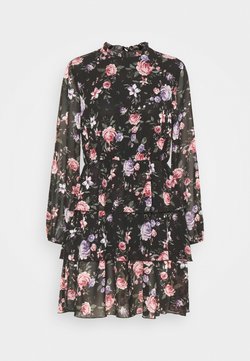 ONLY - ONLVIVIAN FLOWER FRILL DRESS - Korte jurk - black