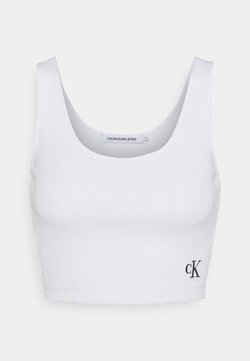 Calvin Klein Jeans - SLUB CROPPED STRAPPY - Top - bright white