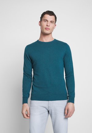 Petrol TOM TAILOR Black Friday spesialtilbud – Zalando.no TOM TAILOR BASIC CREW NECK - Strikkegenser - deep pond green melange